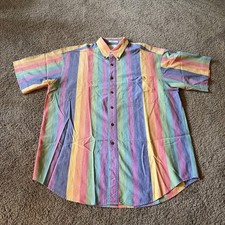 Vtg 80s 90s Arrow River Brand Shirt L S/S Colorblock Stripe Western Made In USA