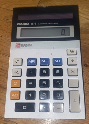 Vintage Casio JS-8 Solar Cell Electronic Calculator Tested Works