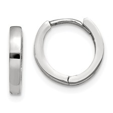 14k White Gold 8mm Round Hinged Hoop Earrings