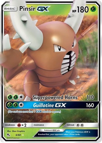 Pinsir GX - 6/68 - Pokemon Hidden Fates Sun & Moon Ultra Rare Card NM