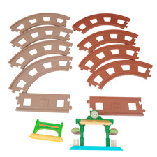 Elc Happyland Bundle Joblot Brown Train Track 10 Pieces Plus Platform + Sign VGC