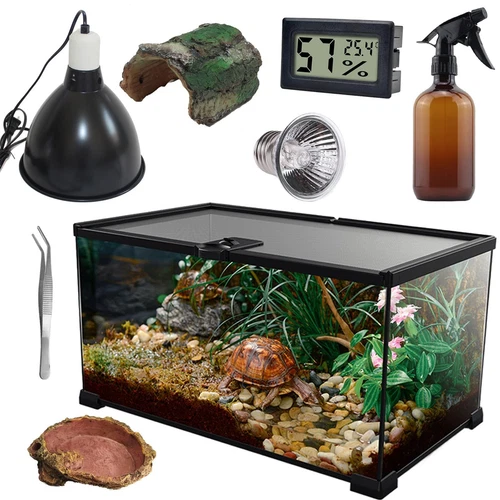 Reptile Glass Terrarium Kit(8 Pieces) 12 * 8 * 6 in, Amphibian Tank Starter K...