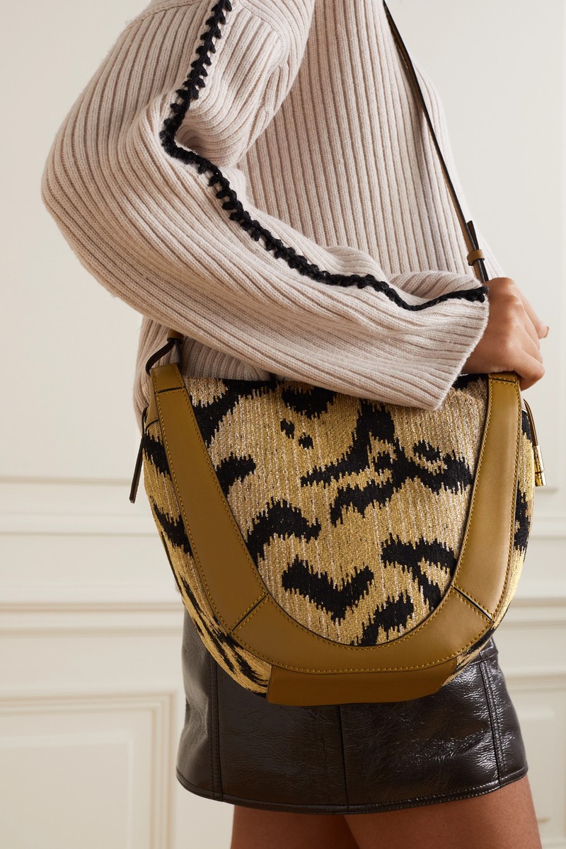 $900 ULLA JOHNSON Hilma canvas shoulder bag Bucket Jasper Animal