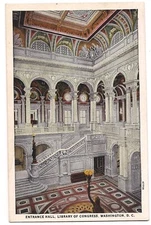 Entrance Hall LIBRARY OF CONGRESS Interior Steps Washington DC Postcard  WB 
