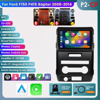 For 2013 2014 Ford F-150 Raptor Wifi CarPlay Car Radio Android 13.0 GPS Navi FM