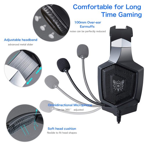 Onikuma K8 Wired Stereo Over Ear Gaming Headset with RGB Light 3.5mm Audio Jack - Bild 7 von 10