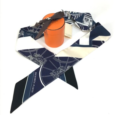 HERMES 063932S0 19 SPRINGS SPRINGS BAGUE Twilly Scarf silk