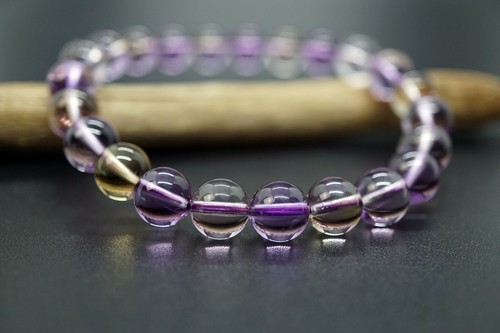 Genuine Round Ametrine Beaded Bracelet 8.5mm Bicolored Quartz Gift for Her Rare - Picture 8 of 12