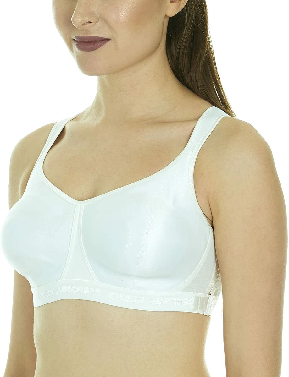 Shock Absorber T-Black Ladies White Sports Bra Size 34D V4247WHT34D