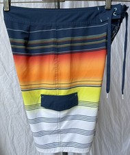 Trinity Board Shorts Men's Multicolor Drawstring Flat Front 9.5" Inseam Size 30
