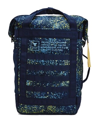 Under Armour Project Rock Pro Box Duffle Backpack Trainning Bag Blue Yellow 