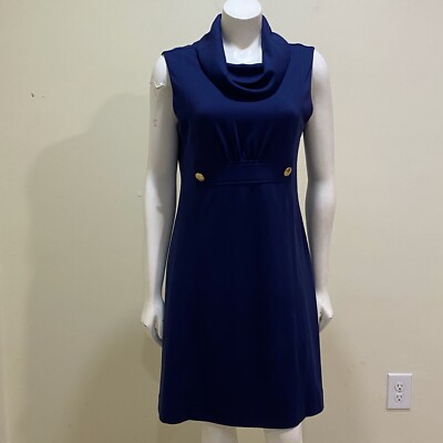 Lilly Pulitzer Finn Shift Ponte Dress Women's S Navy Stretch Cowl - Main Image