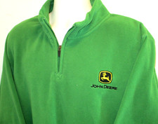 JOHN DEERE Men's 1/4 Zip Pull-Over Fleece Sweatshirt Large Green