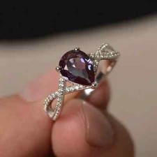 Pear Cut Alexandrite Gemstone Ring 925 Sterling Silver Ring For Engagement Ring