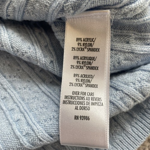Casual Corner Sweater Cable Knit Size Medium M Light Blue Soft Stretch Vintage - Picture 8 of 9
