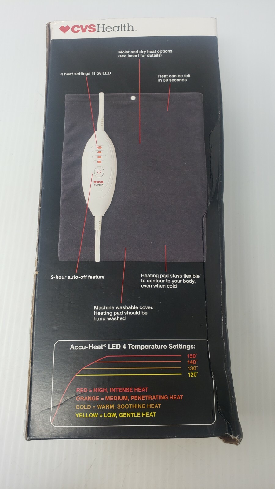 CVS Health Series 300 Vinyl Heating Pad, Standard Size 12" x 15" SEE