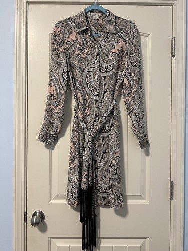 Michael Michael Kors Women’s 100% Silk Button Down Shirt Belted Dress Size 8 - Picture 9 of 9
