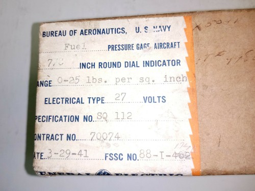 US MARINE - ZWEITER WELTKRIEG KRAFTSTOFFDRUCKMESSER (NOS) - 0 BIS 25 LBS - IN OVP - Bild 5 von 6