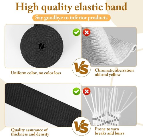 Elastico per Cucito, Elastico Da Cucire, Due Rotoli in Bianco E Nero 20Mm × 10M - Foto 5 di 7