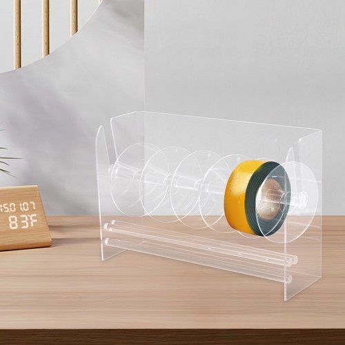 Supporto Organizzatore Rotolo Nastro Acrilico Regolabile 7 Slot Dispenser Etichette Trasparenti per - Foto 8 di 12
