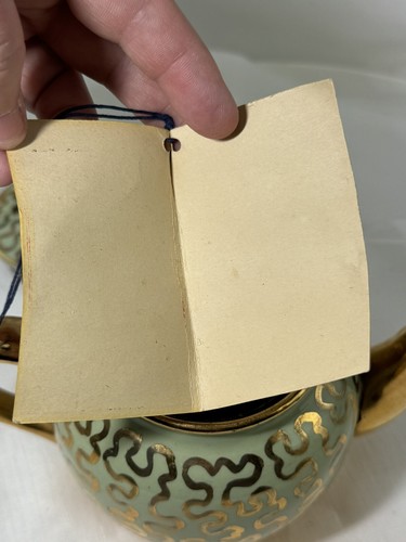 Sadler Teapot Inside Terra cotta Mint Green With Gold Accents Vintage Antique - Picture 16 of 24