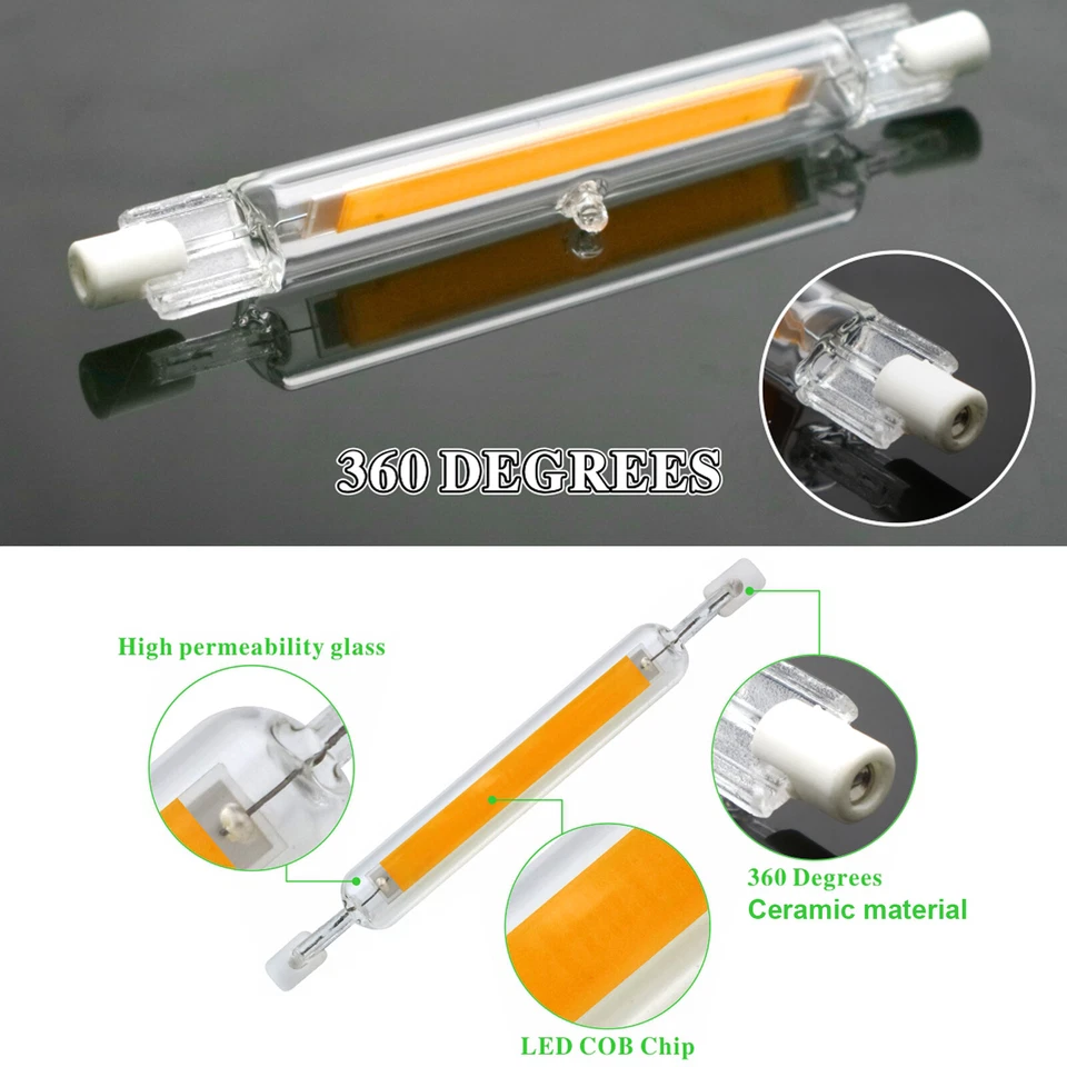 À Variation R7S LED Verre Tube Ampoules 78mm 118mm 7W 15W 28W Remplacer Halogène - Photo 3/4