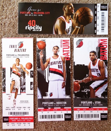 4 Different Full TICKETS NICOLAS BATUM Portland Trailblazers Blazers 2009-2011