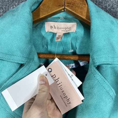 Philosophy Republic Clothing Jacket Faux Suede Size XS Turquoise Open Front NWT! - Picture 5 of 17
