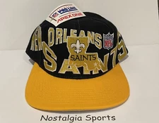 Vintage 90s NEW ORLEANS SAINTS Apex One *BIG LETTERS* SnapBack HAT NEW Old Stock