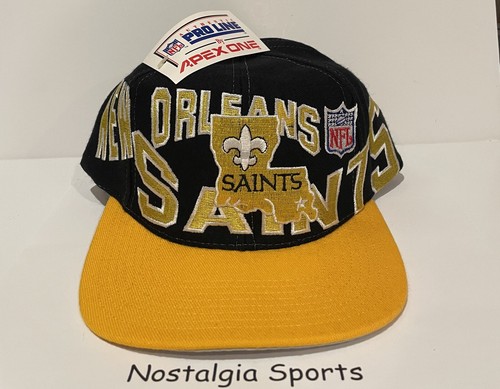 Vintage 90s NEW ORLEANS SAINTS Apex One *BIG LETTERS* SnapBack HAT NEW Old Stock