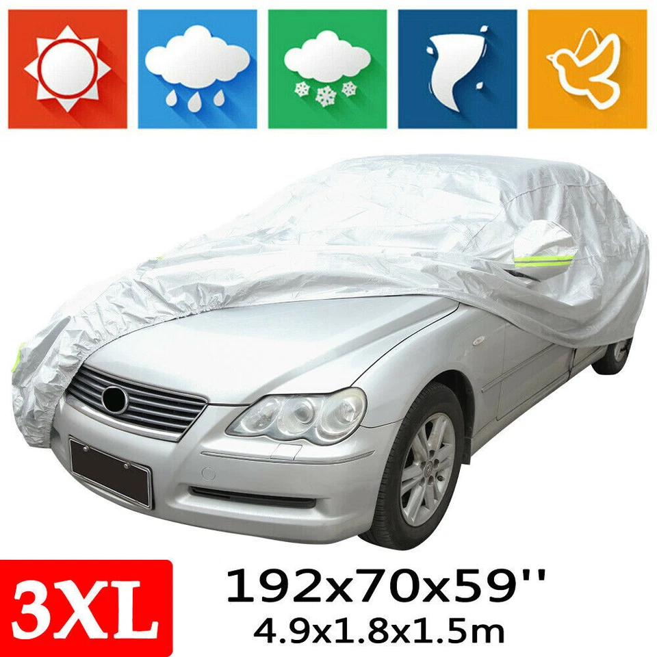 Cubierta completa impermeable UV nieve lluvia exterior coche 6 capas apta para protección sedán Foto 2 de 4