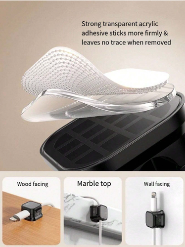 6PCS Cable Holder Magnetic Cable Wire Clip Tidy Cord Lead Organizer USB Charger - Afbeelding 6 van 14