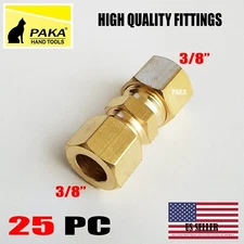 25 PC - 3/8" ( 10 mm ) UNION COMPRESSION FITTINGS BRASS