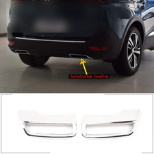ABS Silver Exhaust Muffler Cover Trim For 2017-2019 Peugeot 3008 5008 4008