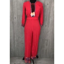 Kas New York embroidered jumper romper outfit with tassel detail low cut small