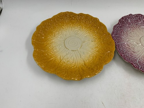 Ceramic 8in Purple & Yellow Leaf Plate Set of 3 BB02B3038 - Picture 2 of 9