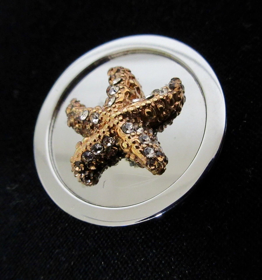 Rare HTF MI MONEDA Medium 3-D Rose Gold STARFISH w SWAROVSKI Crystals Coin NEW - Image 2 of 4