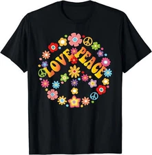 PEACE SIGN LOVE T Shirt 60s 70s Hippie Shirt T-Shirt--
