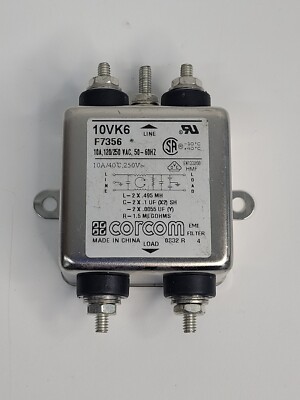 Corcom 10VK6 10A 120/250V 50-60HZ EMI RFI Power Line Filter Chassis Mount NEWg11