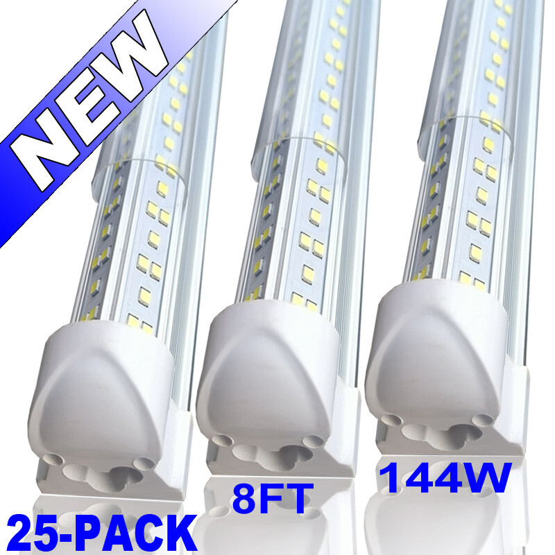 T8 8ft LED Tube Light Bulbs 8Foot LED Shop Light Fixture 144W 6500k 18000lm 25PC