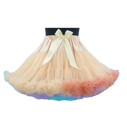Girls Mini Lolita Tutu Skirt Petticoat Rainbow Crinoline Underskirt Cosplay Wear - Bild 1 von 6