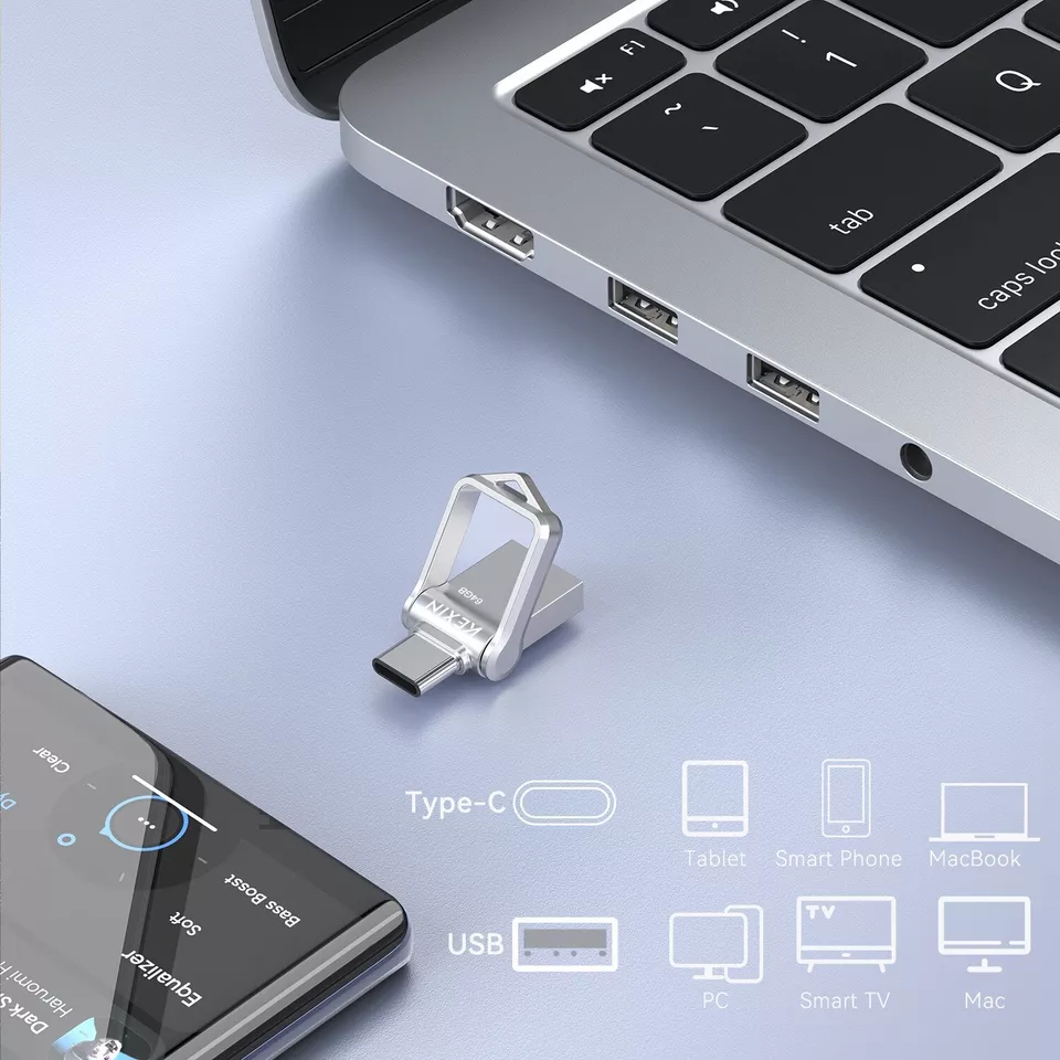 Kootion Metal Mini USB 3.0 32GB 64GB 1/ 5/10 Stück 2 in1 Type C USB Stick Memory - Bild 3 von 4