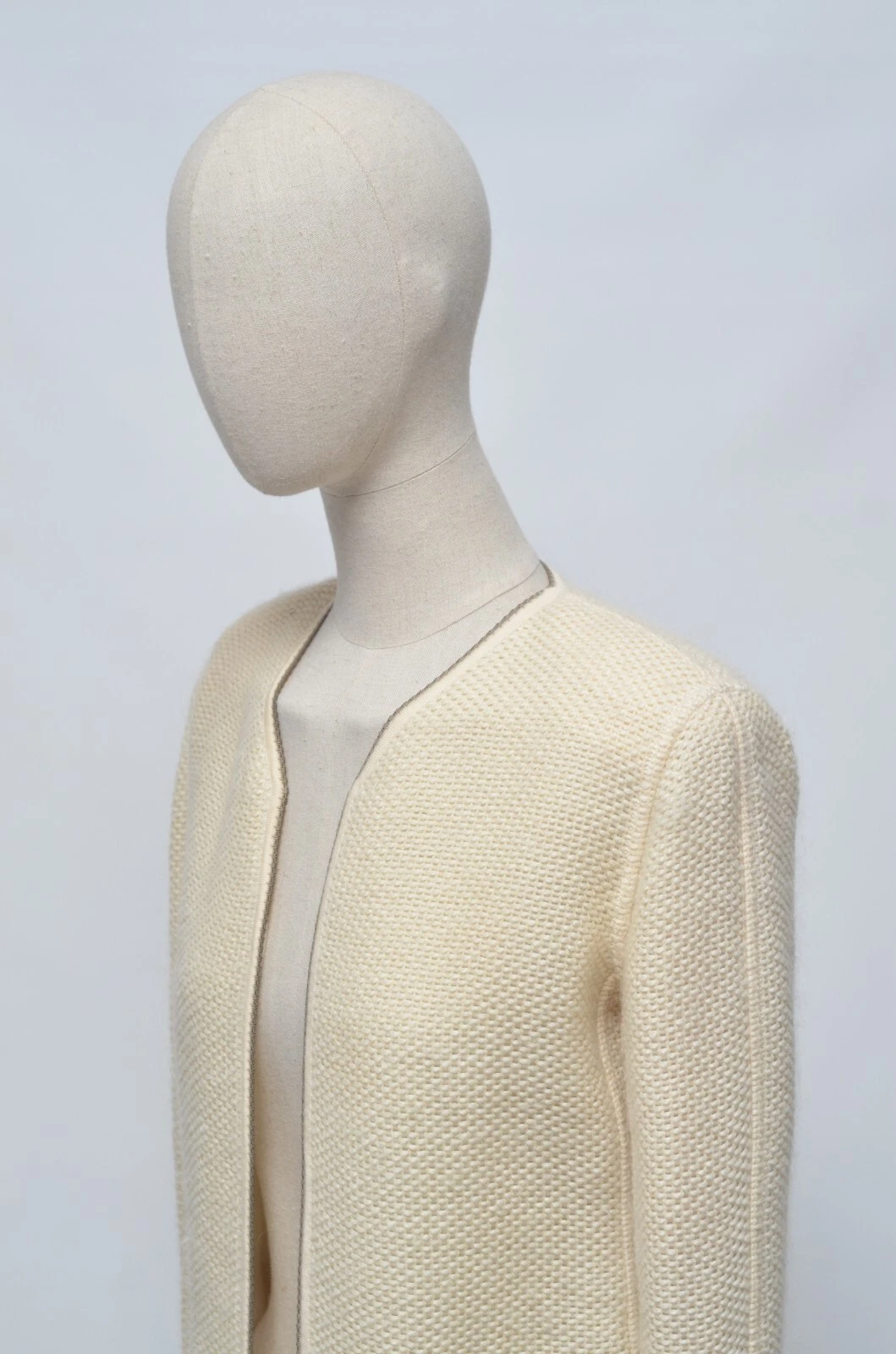 Cardigan CHANEL Identificazione Lusso Donna Beige Lavorato a Maglia Blazer Madein Francia