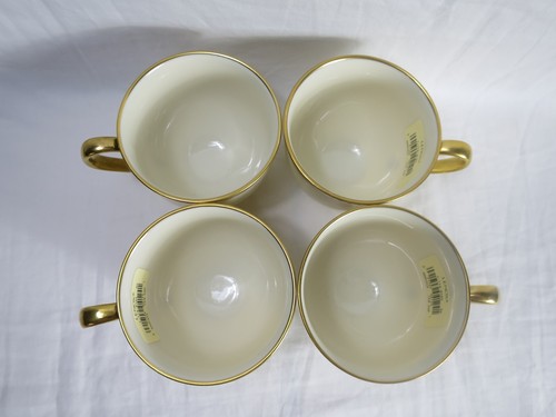 Lenox Hancock Gold Black Presidential Collection Footed Cup Saucer 4 Sets - Picture 12 of 15