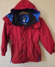 LLBean Kids Red Parka Blue Lining Thinsulate Hooded Small 8