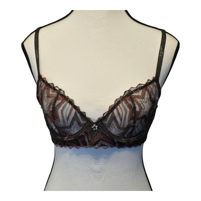 Savage x Fenty Bra Size 34B Henna Red Shining Star Unlined Demi Embroidered 