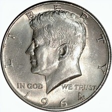 1964 P KENNEDY SILVER HALF DOLLAR 50C US COIN 90% SILVER LUSTER AU BU MS UNC