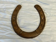 Large Cast Iron Rustic Lucky Horseshoe Decorative Brown Western Decor 6.5 x 6 in