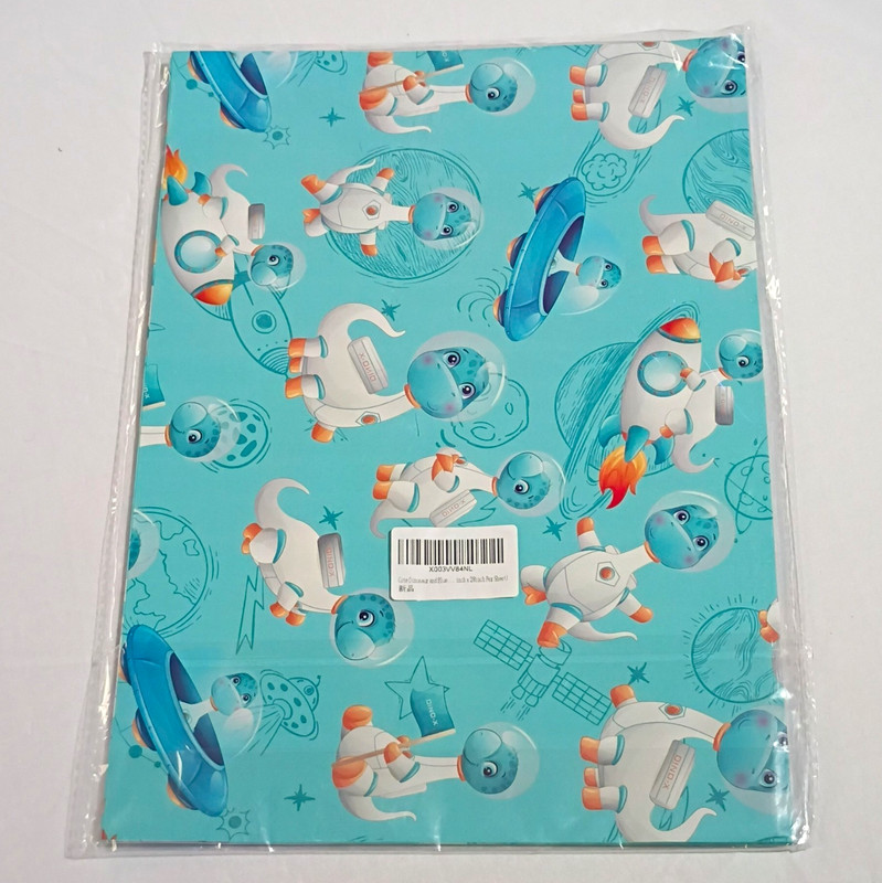 Dinosaur Space Wrapping Paper 6 Sheets Of Blue 20 x 28 in Kids X003W84NL