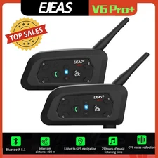 EJEAS V6 PRO+ Bluetooth Helmet Intercom, 1200M Range, Waterproof, 6 Riders